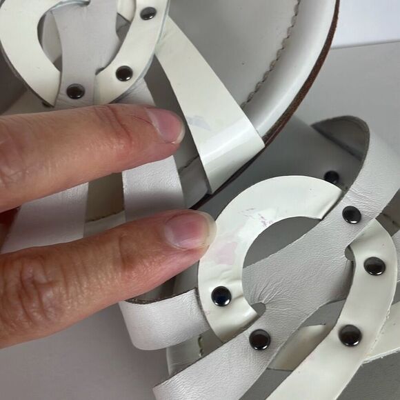 Cole Haan White Leather and Patent Mule Sandals - Picture 4 of 9